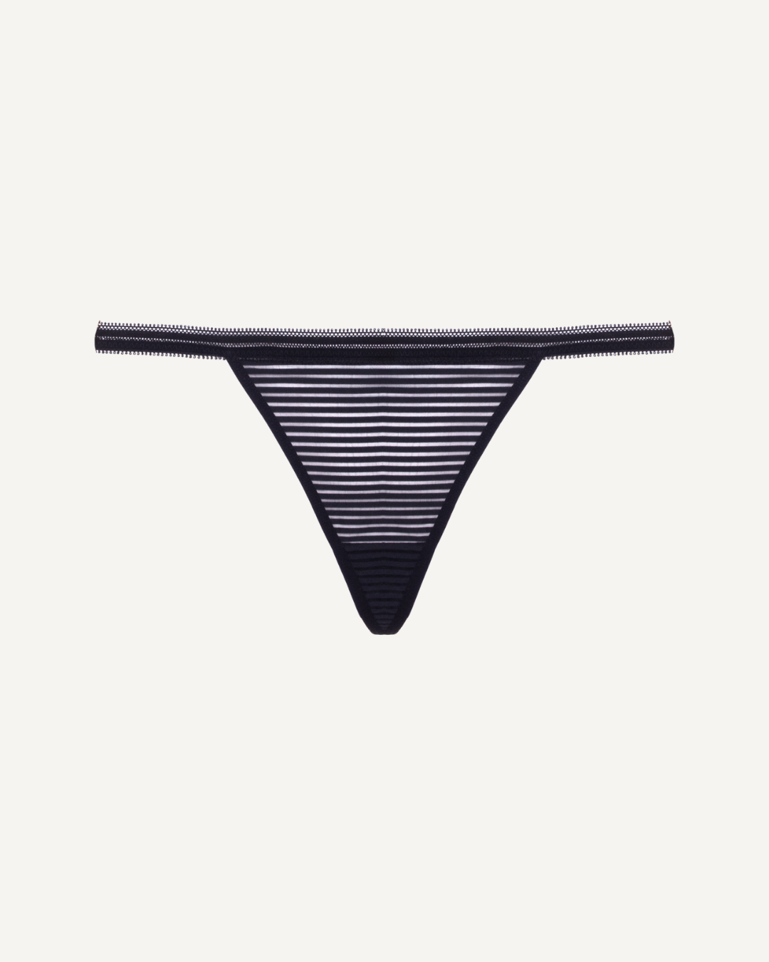 Stripes Thong in Black