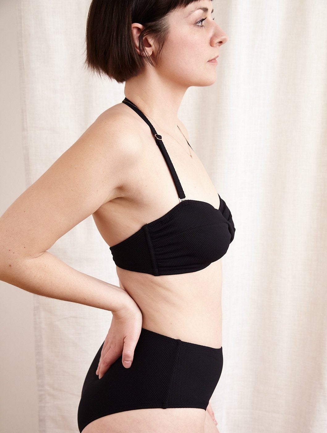 Get Wet Strapless Y Bikini Top in Black Y Bikini Beija London